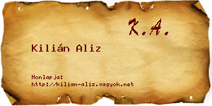 Kilián Aliz névjegykártya